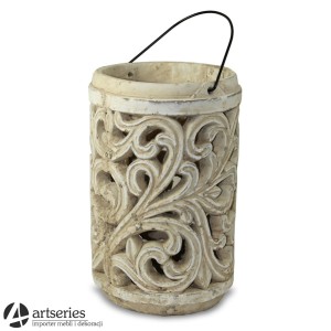 Antyczny stylowy lampion z uchwytem 101380 - kość słoniowa, ceramika