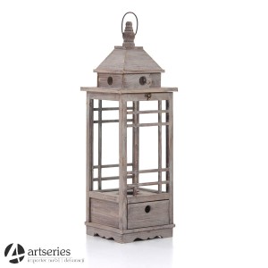Lampion stylowy rustykalny o kwadratowej podstawie z otwieranym wiekiem 94485s