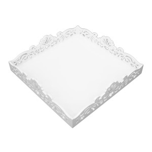 Elegancka, biała, drewniana taca 109628