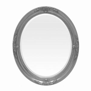 Stylowe lustro w srebrnej ramie, owalne 62366