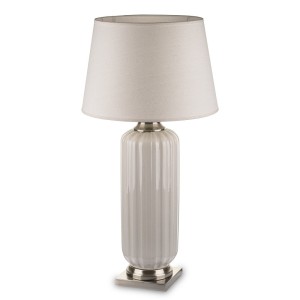 Wysoka stołowa lampa ceramiczna z kloszem 83945 - jasna tonacja