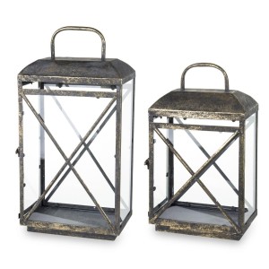 Komplet dwóch industrialnych metalowych lampionów 135645