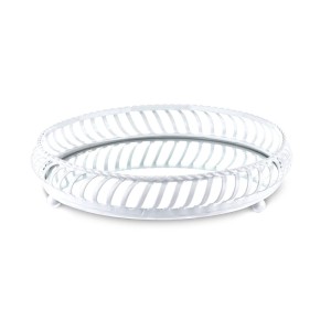 Biała metalowa taca z lustrem 131481