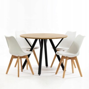 Stół Okrągły 100 Industrialny w stylu LOFT +4 KRZESŁA Białe Skandynawskie