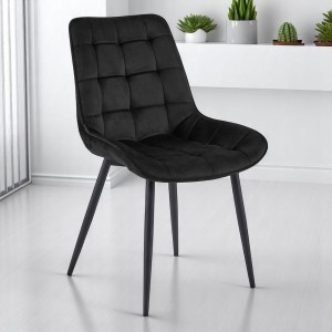 Krzesło Tapicerowane Velvet Welurowe Czarne Eleganckie Duże W003KC