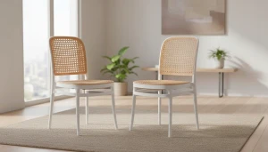 Krzesło Ażurowe Białe Boho Skandynawskie Krzesła do Salonu Kuchni Ogrodu x2