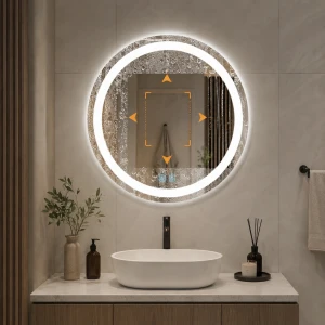 Lustro LED Łazienkowe Okrągłe DUŻE 80 cm Ścienne 3 Barwy Funkcja Anti-Fog