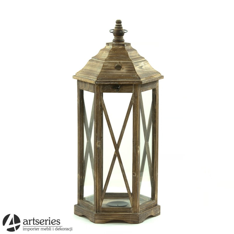 Duża sześciokątna szara latarnia 74252d piękny retro lampion
