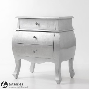 Mebel srebrny, trzy szufladowy, komoda srebrna - szafka 104743