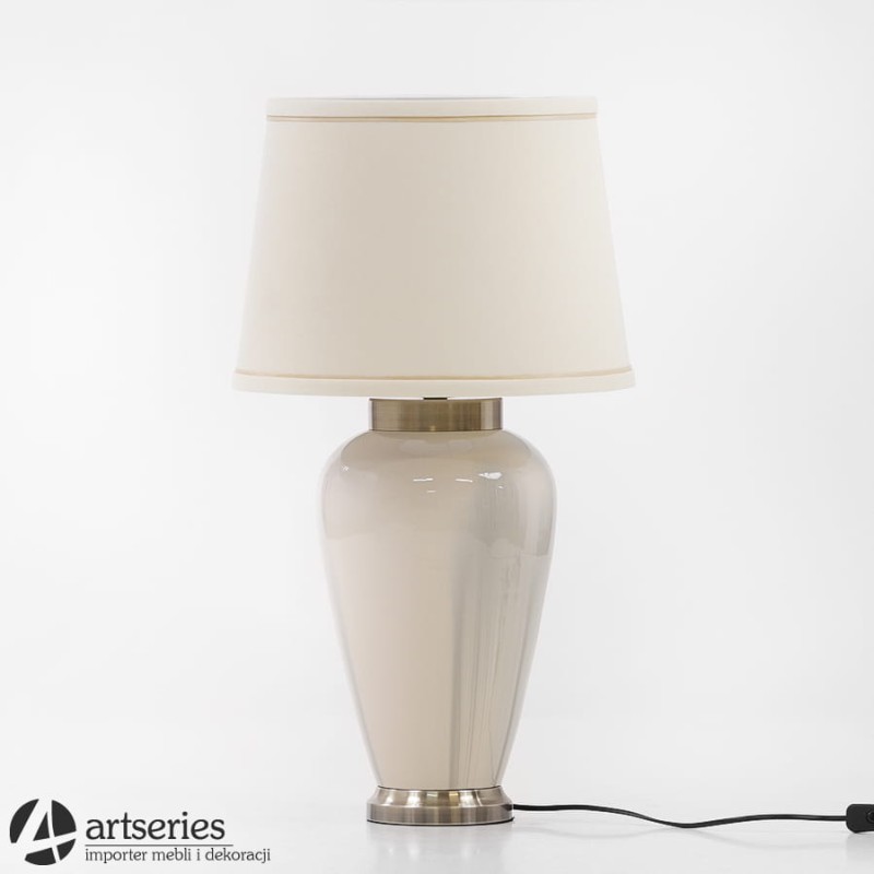 Elegancka, duża lampa z ceramiki z kloszem