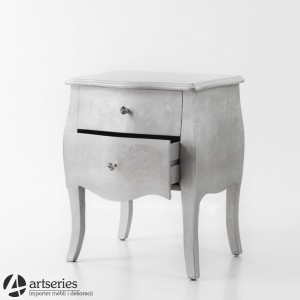 Stylowa srebrna szafka nocna  - komoda glamour - 104737
