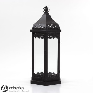Czarny, stylowy wiszący lampion z metalu, duży 79027d